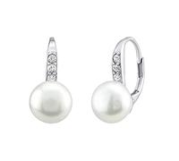 SILVEGO Orecchini da Donna in Argento 925 con Vera Perla Bianca e Zirconia