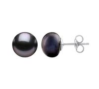 SILVEGO Orecchini da Donna in Argento 925 con Vera Perla Nera Colore Tahiti, LPS0614B10