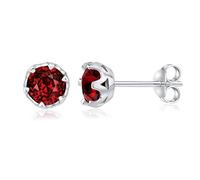 SILVEGO Orecchini da Donna in Argento 925 con Vero Granato Rosso 6 mm, JJJ1033GR