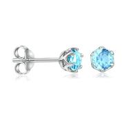 SILVEGO Orecchini da Donna in Argento 925 con Vero Topazio Azzurro 4 mm Chiusura Farfallina, JJJ1032TS