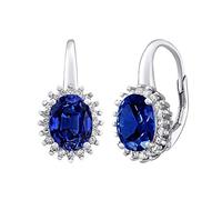 SILVEGO Orecchini da Donna in Argento 925 con Zaffiro Blu Scuro Sintetico e Zirconia