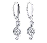 SILVEGO Orecchini da Donna in Argento 925 con Zirconia Cubica Chiave di Violino, JJJED1098