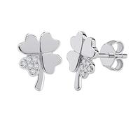 SILVEGO Orecchini da Donna in Argento 925 Quadrifoglio con Swarovski® Zirconia