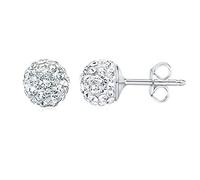 SILVEGO Orecchini da Donna in Argento 925 Sfera con Swarovski® Crystals Trasparente, SILVEGOB36071w