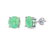 SILVEGO Orecchini da donna in argento sterling 925 con opale sintetico verde, 8 mm, Argento sterling, Opale sintetico