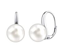 SILVEGO Orecchini da Donna in Argento Sterling 925 con Perla Bianca Swarovski Crystals, LPS061912MM