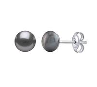 SILVEGO Orecchini da Donna in Argento Sterling 925 con Perla Nera d'Acqua Dolce, Orecchini Anallergici, Chiusura Farfallina, LPS0614B6