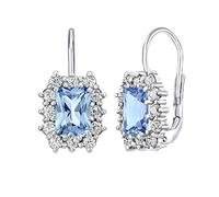 SILVEGO Orecchini Argento 925 con Topazio Azzurro Sintetico Rettangolo, SILVEGOB31757bt