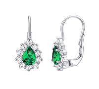 SILVEGO Orecchini da donna in argento sterling 925 con pietra verde Swarovski Created Stones, Argento