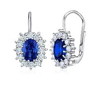 SILVEGO Orecchini da donna in argento sterling 925 con zirconi, rubino sintetico, topazio e zaffiro, Argento sterling, Zaffiro