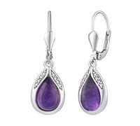 SILVEGO Orecchini da Donna in Argento Sterling 925 Goccia con Ametista Viola Naturale