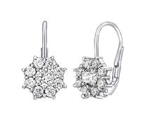 SILVEGO Orecchini da donna in argento sterling 925, motivo floreale non dimenticata, con zirconi Swarovski, Argento, zirconia cubica