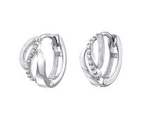 SILVEGO Orecchini da Donna in Oro Bianco 14K Cerchi Piccoli con Zirconia Cubica, QRG564K