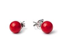 SILVEGO Orecchini di corallo in argento 925 con perle di corallo rosso naturale 6 mm