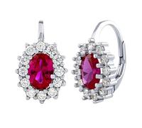 SILVEGO Orecchini in Argento 925 con Rubino Rosso Sintetico Ovale