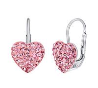 SILVEGO Orecchini in Argento 925 Cuore Rosa con Swarovski® Cristalli