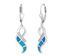 SILVEGO Orecchini pendenti in argento sterling 925 con opale blu sintetico