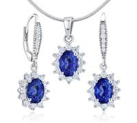 SILVEGO Parure da Donna in Argento 925 con Zaffiro Sintetico Blu Scuro