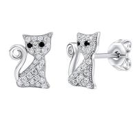 Silvego Playful silver Orecchini Cats con clear zircons Bessie MW01038E