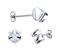 SILVEGO - VSW4841E6PDC - Orecchini da donna in argento 925/1000 con Swarovski Crystals Cube Trasparente 6 mm, Cristallo