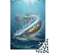Silver Arowana Fish 1000 Pezzi Cartone Spesso Puzzle Classico Coppia Partner Allenamento Del Cervello Decorazione Murale Idea Regalo 52x38cm/1000pcs