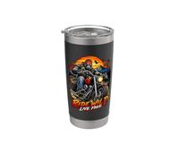 Silver Back Gorilla Riding a Motorcycle Road Biker Trip Bicchiere termico in acciaio inox doppia parete