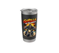 Silver Back Gorilla Riding a Motorcycle Road Biker Trip Bicchiere termico in acciaio inox doppia parete