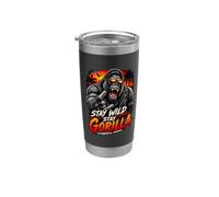 Silver Back Gorilla Riding a Motorcycle Road Biker Trip Bicchiere termico in acciaio inox doppia parete