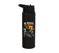 Silver Back Gorilla Riding a Motorcycle Road Biker Trip Stainless Steel Insulated Water Bottle