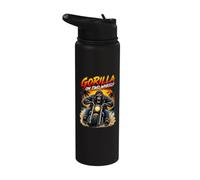 Silver Back Gorilla Riding a Motorcycle Road Biker Trip Stainless Steel Insulated Water Bottle