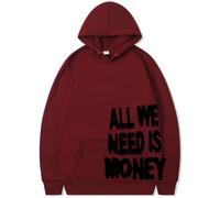 Silver Basic All We Need is Money Felpa con Cappuccio per Donna Uomo Unisex con Cappuccio e Tasca e Manica Lunga Y2K Pullover M,JHBlack-1