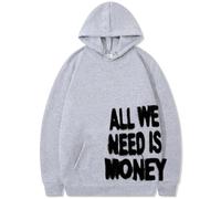 Silver Basic All We Need is Money Felpa con Cappuccio per Donna Uomo Unisex con Cappuccio e Tasca e Manica Lunga Y2K Pullover M,QHBlack-1