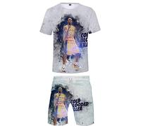 Silver Basic Basketball Completo Abbigliamento Corta Tute da Ginnastica per Bambini,Cold Blooded Killer-5,L