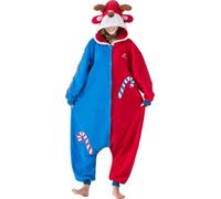 Silver Basic Costume da Renna Natalizia per Adulti Tuta Costume Animale per Carnevale, Halloween,Camicia da Notte Invernale in Pile Morbido e Comodo S,Blu-1