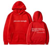 Silver Basic Dear Person Behind Me Sweatshirt Hoodie Unisex Uomo Donna Felpa con Cappuccio con Scritta You Are Enough Y2K Harajuku Casual Style Felpa S,HONGBAI-3