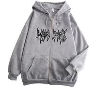 Silver Basic Donna Felpa con Cappuccio con Stampa Farfalla con Zip Stile Anni '90 Y2K E-Girl Sweatshirt Casual Giacche Autunno Harajuku Streetwear XS,Grigio C-2