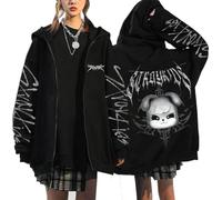 Silver Basic Donna Uomo Zip Up Felpe con Cappuccio Casual Sweatshirts Str-K1ds Merch Domin Ate Y2K Moda Hoodie Larghe Top XS,Black16-1