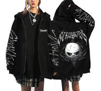 Silver Basic Donna Uomo Zip Up Felpe con Cappuccio Casual Sweatshirts Str-K1ds Merch Domin Ate Y2K Moda Hoodie Larghe Top XXL,Black12-1