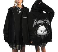 Silver Basic Donna Uomo Zip Up Felpe con Cappuccio Casual Sweatshirts Str-K1ds Merch Domin Ate Y2K Moda Hoodie Larghe Top L,Black8-1