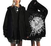 Silver Basic Felpa con Cappuccio con Zip Oversize Stampate Y2k Hoodies Baggy Soft con Coulisse Oversize Top Unisex XL,Black10-3