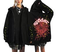Silver Basic Felpa con Cappuccio con Zip Oversize Stampate Y2k Hoodies Baggy Soft con Coulisse Oversize Top Unisex M,Black12-3