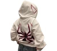 Silver Basic Felpa con Cappuccio Oversize Spider da Uomo Grunge Vintage Y2K Clothes Full Zip Spider Web Printing Vintage Gothic Sweatjacke Unisex M,WhiteBlack-2