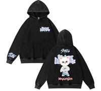 Silver Basic Felpa con Cappuccio Stra-K1ds in 0ur Little House | Design Cartoon | Abbigliamento K-Pop Unisex | Cotone Comodo per Stagioni Intermedie L,Black3-1