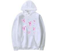 Silver Basic Felpa con Cappuccio Unisex con Stampa 2D, a Maniche Lunghe,Ragazza Harajuku Stile Pullover Felpa L,White4-1