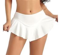 Silver Basic Gonne da Tennis a Pieghe per Donne Shorts Sportivi Palestra da Corti Pallavolo Tennis,Sexy Pantaloncini integrati Casual,a Vita Alta, con Elastico per Yoga S,Bianco-2