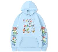 Silver Basic Heart Felpa con Cappuccio 2D Stampato Pullover per Uomo Ragazze Donna 2024 Ultimi Stili Kawai Cosplay Maglione con Tasca M,Blu Cielo-1