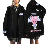 Silver Basic K-Pop Stra-K1ds Little House Felpa Donna Y2K Pullover Magliette Manica Lunga Moda Casual Streetwear L,Black8-1