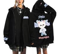 Silver Basic K-Pop Stra-K1ds Little House Felpa Donna Y2K Pullover Magliette Manica Lunga Moda Casual Streetwear XS,Black3-1