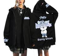 Silver Basic K-Pop Stra-K1ds Little House Felpa Donna Y2K Pullover Magliette Manica Lunga Moda Casual Streetwear L,Black7-1