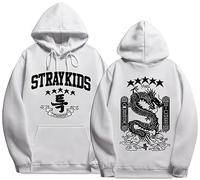 Silver Basic KPOP Stray-K1ds Maniac Uomo Donna Felpe con Cappuccio Unisex Maglione Maniche Lunghe Pullover Stampato Bang Chan Changbin Hyunjin Han Felix Seungmin S,Bianco-1